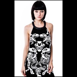 Killstar Rex Tie Vest Bones Pleather Backless Tank